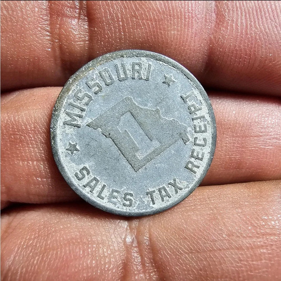 Missouri Sales Tax Receipt Token 1 Mill Lot Of 5 Coins Silver Tone very worn - Picture 1 of 5